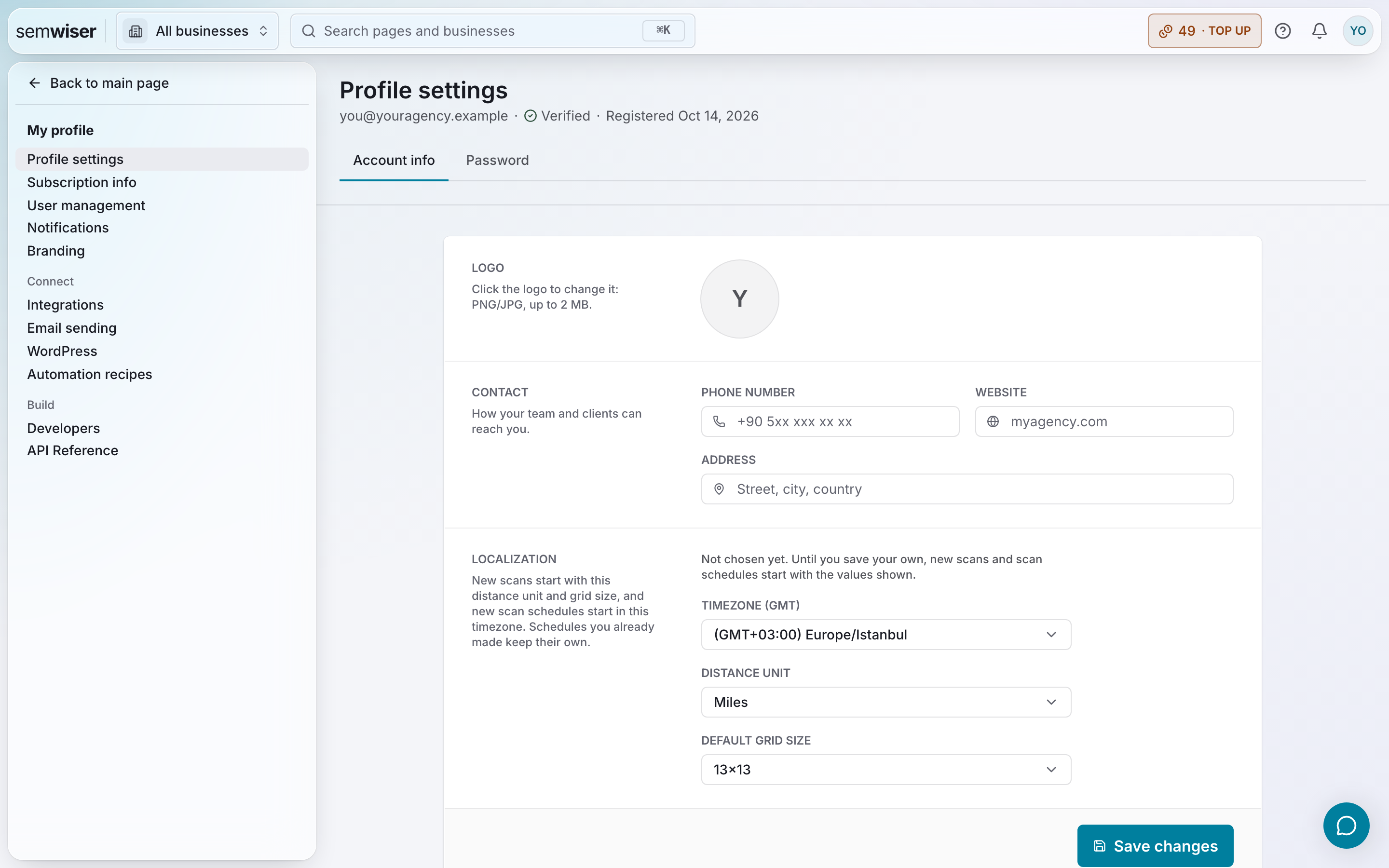 Account settings
