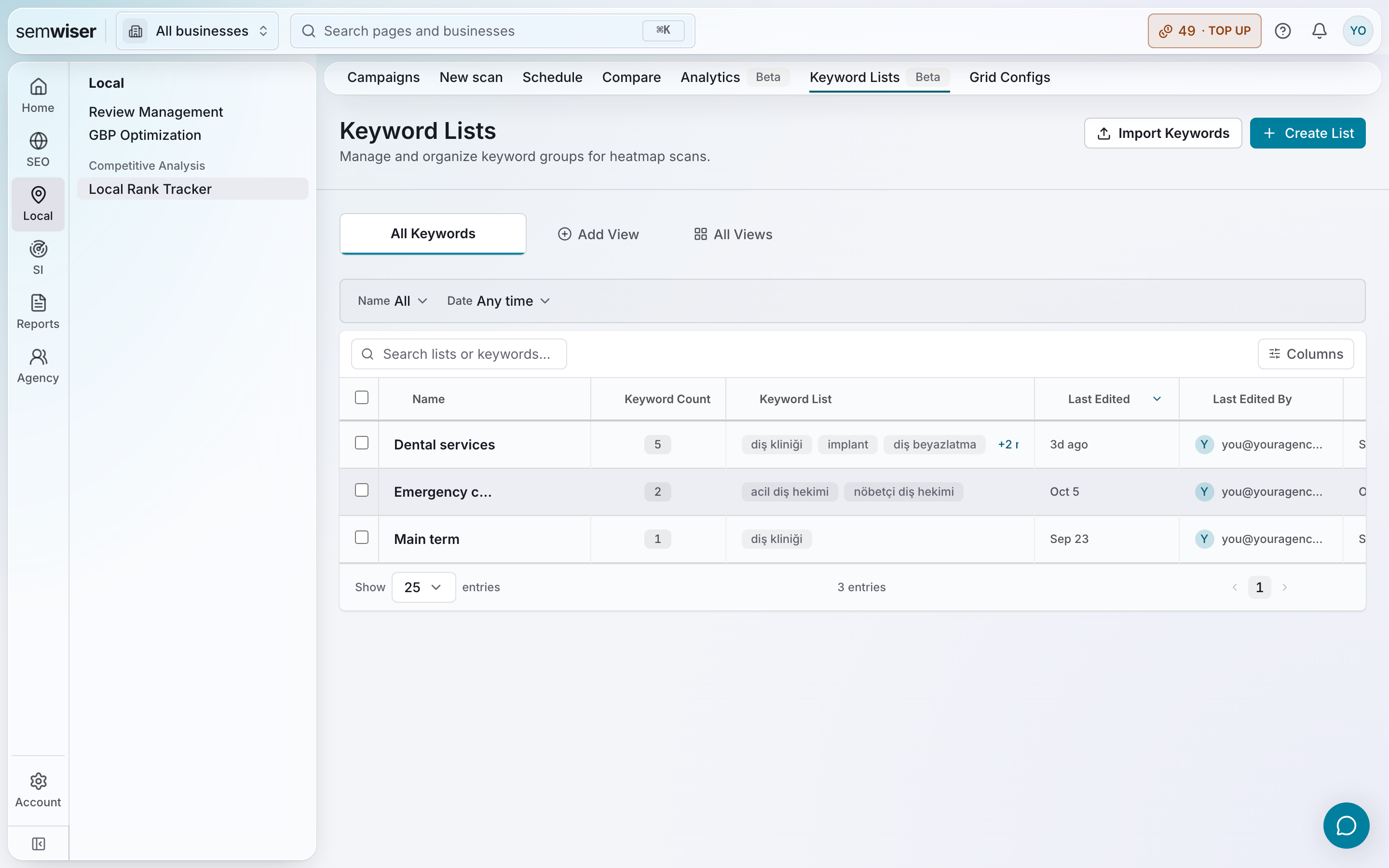Keyword Lists